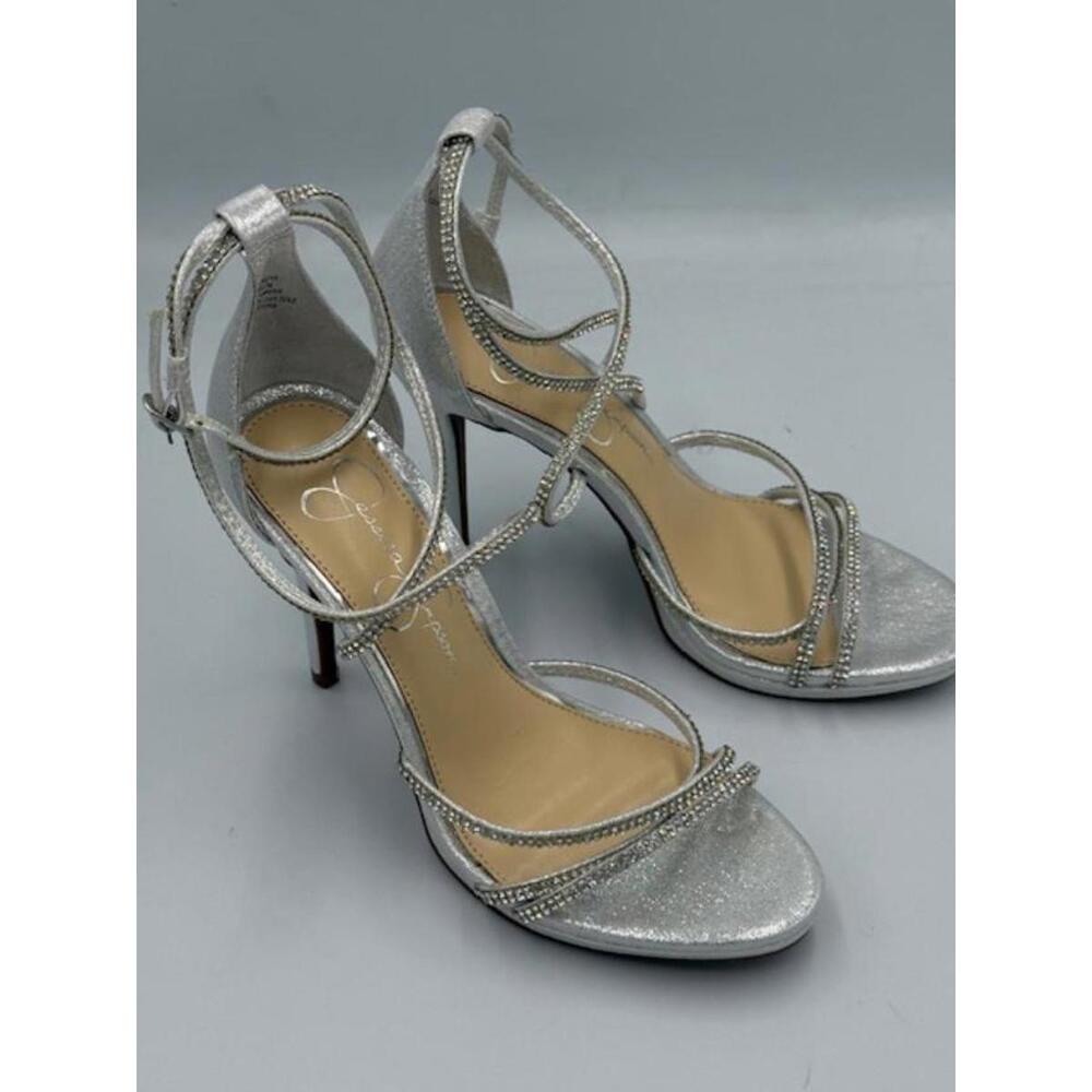 Jessica Simpson Jaeya Sandal Platinum Strappy Heel Size 7M - Picture 5 of 8
